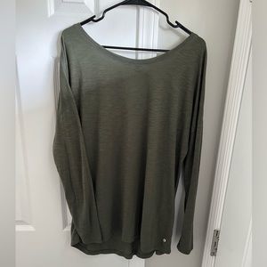 Forrest Green Relaxed Fit Long Sleeve with Open Criss-Cross Back. Size Large.